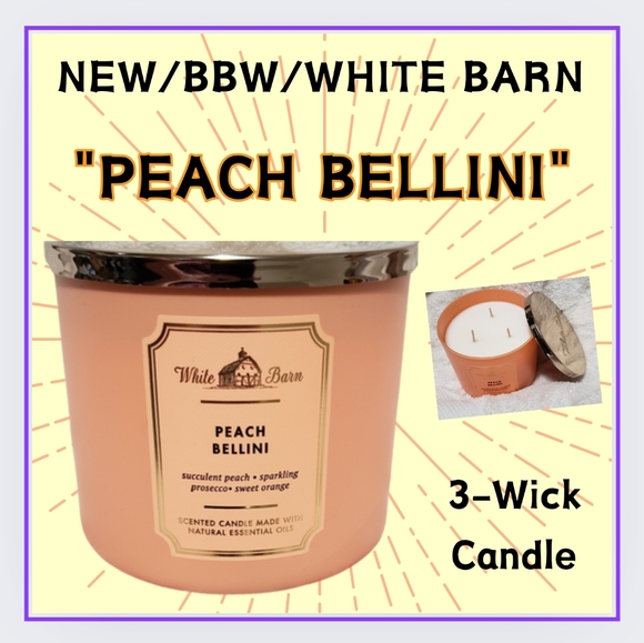 🔥"PEACH BELLINI"/NEW/BBW/3-WICK CANDLE - Picture 2 of 3